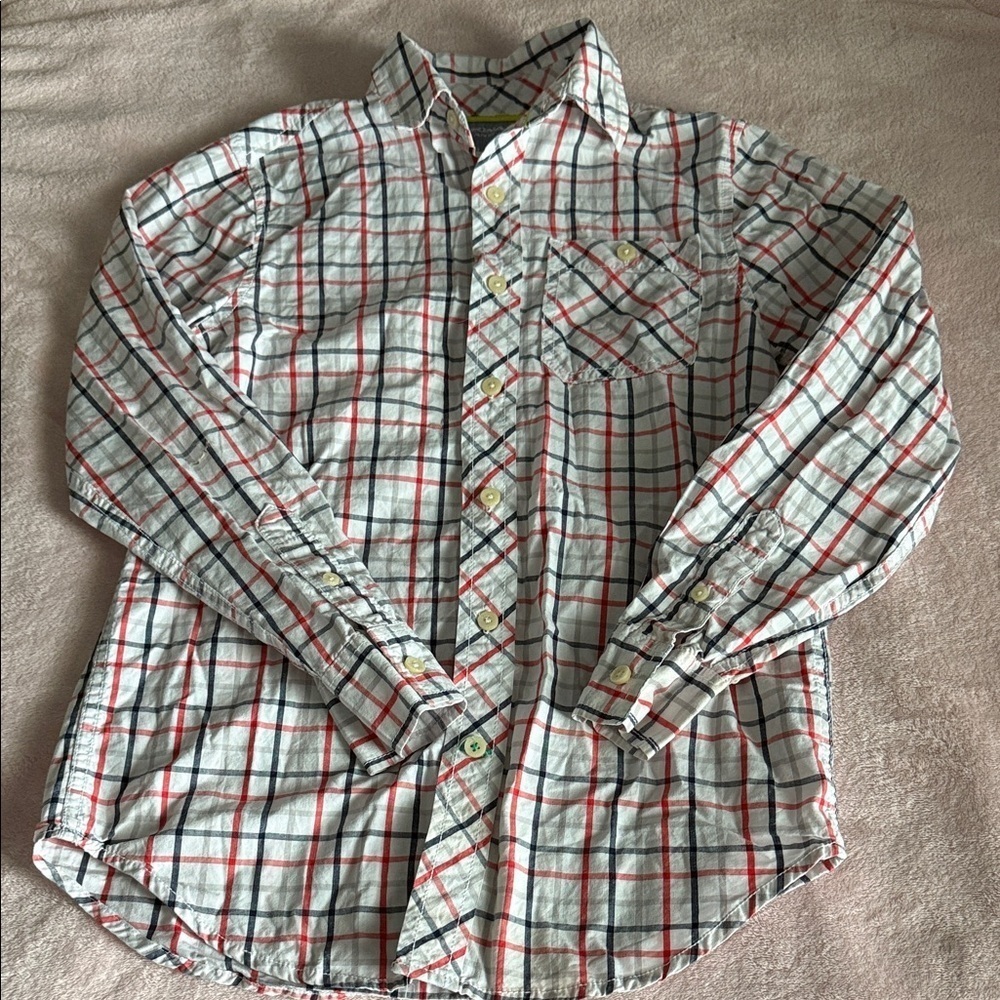 Arizona Jean Company Kids Plaid Button-Down Shirt - Red, Black, White